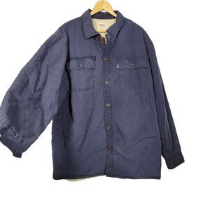 Mens Levi's Cotton Blend Sherpa Lined Navy Blue Utility Field Jacket Size XL